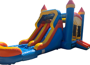 Water Slide - Multi-Colored 14'x14' Combo with 9' Dual Lane Slide